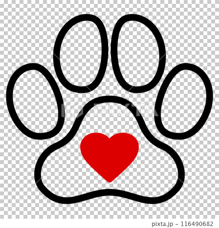 Dog paw print and heart icon Dog paw print and heart icon 116490682
