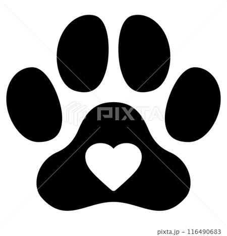 犬の足跡とハートのアイコン 犬の足跡とハートのアイコン 116490683