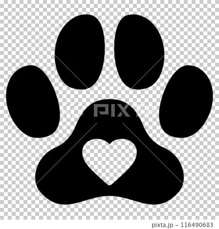 犬の足跡とハートのアイコン 犬の足跡とハートのアイコン 116490683