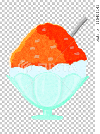 オレンジ色のかき氷のイラスト オレンジ色のかき氷のイラスト 116491143