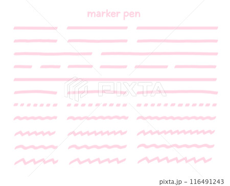 シンプルかわいい手描きラインマーカーセット シンプルかわいい手描きラインマーカーセット 116491243