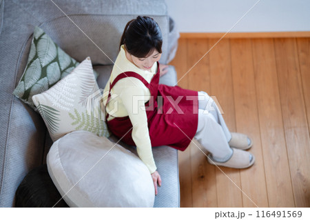 家事の合間にソファで休憩する女性 116491569