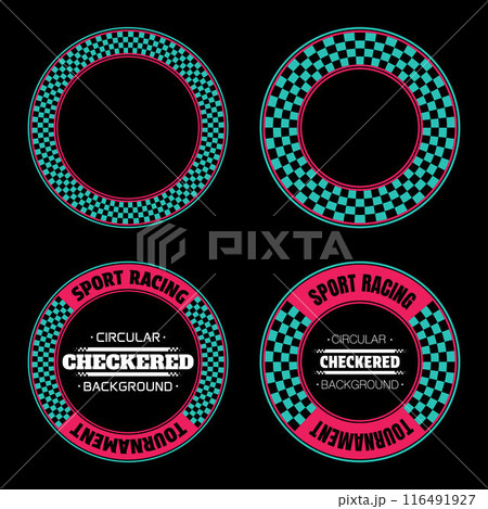Circle color checkered text labels 116491927