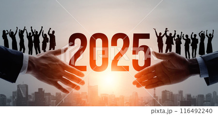 ビジネスネットワーク 2025年新年イメージ ビジネス向け年賀状素材 ビジネスネットワーク 2025年新年イメージ ビジネス向け年賀状素材 116492240