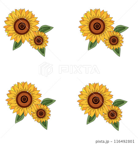 ひまわりをPNG形式で作成しましたので、はがきやA4用紙等お好きなものにペーストしてお楽しみ頂けます 116492801