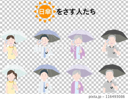 People using parasols to prevent heatstroke 116493086