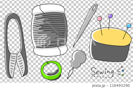 ゆるめシンプル裁縫セット ベタ塗り ゆるめシンプル裁縫セット ベタ塗り 116493290