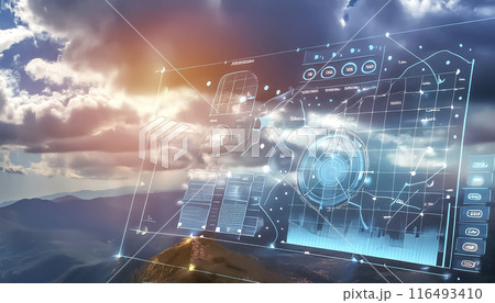 CG素材　気象データと風景背景のイメージ素材 116493410