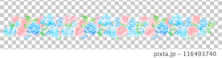 青とピンクのバラフラワーアレンジメント水彩イラスト 116493740