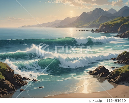 朝焼けに染まる海 朝焼けに染まる海 116495630