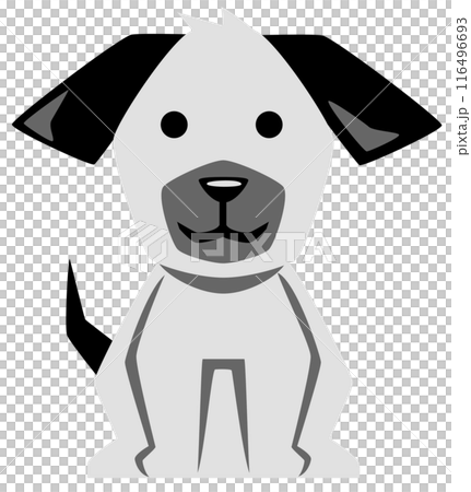 お座りをするスタイリッシュで可愛い犬のイラストアイコン／グレー 116496693