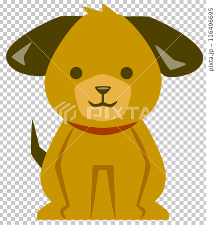 お座りをするちょっとぽっちゃりな可愛い犬のイラストアイコン／茶 116496695