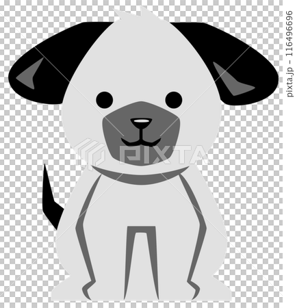 一隻可愛的小胖狗坐著的插圖圖示/灰色 一隻可愛的小胖狗坐著的插圖圖示/灰色 116496696