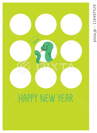 年賀状　2025年　令和七年　巳年　蛇 　写真　フォトフレーム　シンプル 116497529