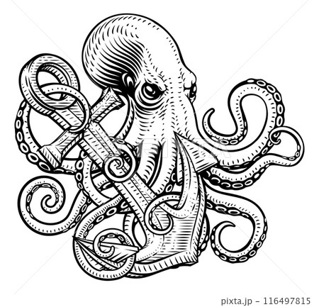 Octopus Anchor Kraken Sailor Tattoo Style Deisgn Octopus Anchor Kraken Sailor Tattoo Style Deisgn 116497815
