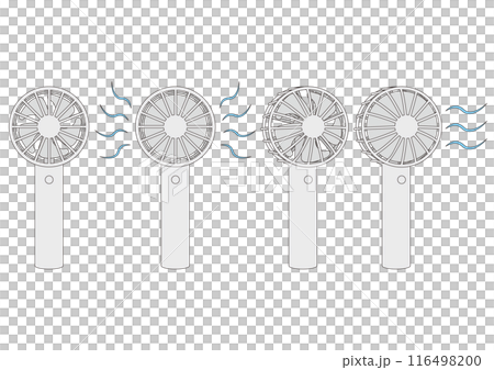 ハンディーファンのイラストのセット_白_主線あり 116498200