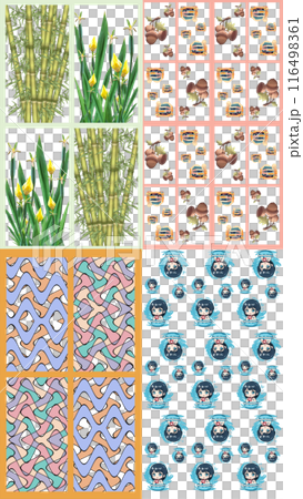 set of geometric seamless patterns 116498361