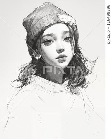 美しい女性を描いたスケッチ AIのイラスト素材 [116498896] - PIXTA