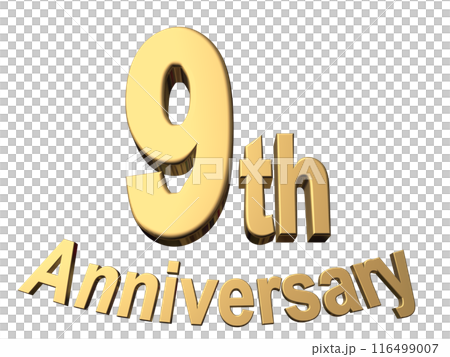 3DCG character "9th Anniversary/9th anniversary" gold, gold 3DCG character "9th Anniversary/9th anniversary" gold, gold 116499007