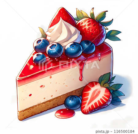 色鮮やかで美味しそうな苺ムースケーキ 色鮮やかで美味しそうな苺ムースケーキ 116500184