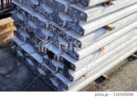 Concrete piles foundation on construction site Concrete piles foundation on construction site 116500890