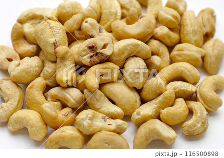 Cashew nuts on white background. 116500898