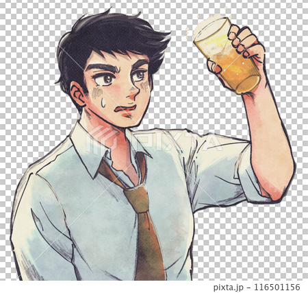 劇画漫画風・飲み会に参加するビールの苦手な社会人 116501156