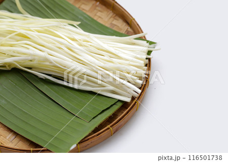 White garlic chives on white backgreound. 116501738