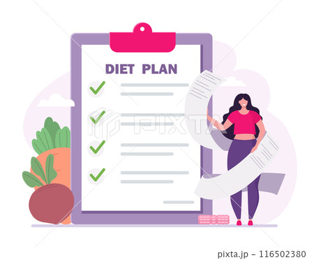 Diet plan illustration. People training and doing sports and fitness. Diet plan illustration. People training and doing sports and fitness. 116502380