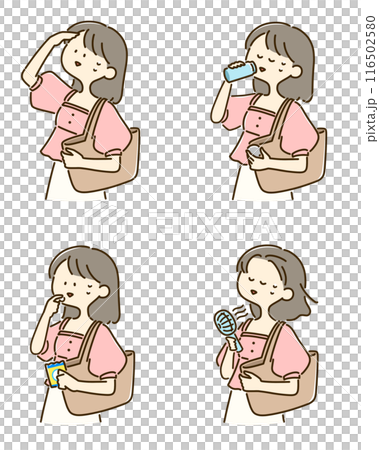 熱中症対策をする女性4パターン 116502580