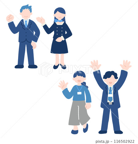 4人のビジネスパーソン[男女]のフラットなイラスト 116502922