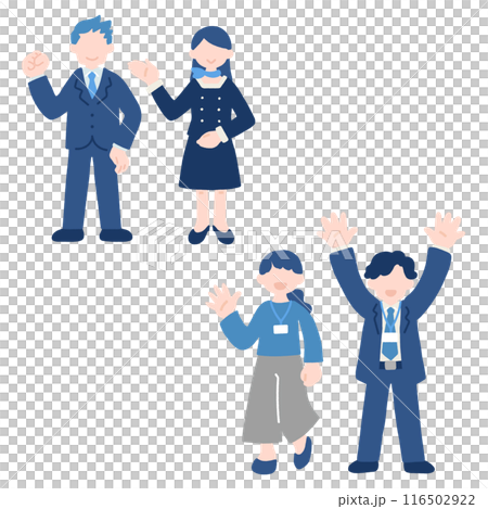 4人のビジネスパーソン[男女]のフラットなイラスト 116502922