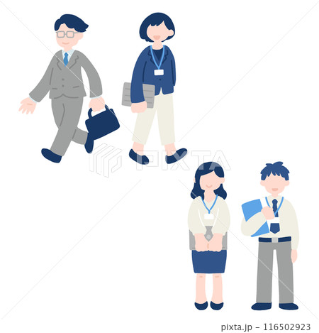 4人のビジネスパーソン[男女]のフラットなイラスト 116502923