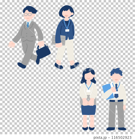 4人のビジネスパーソン[男女]のフラットなイラスト 116502923