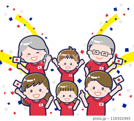 オリンピック観戦を楽しむ日本人ファミリー01 116502995