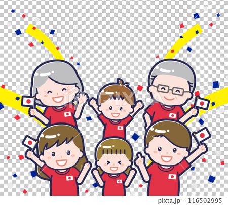 オリンピック観戦を楽しむ日本人ファミリー01 116502995