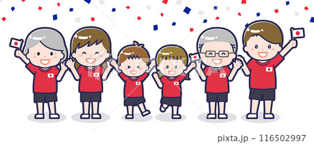 オリンピック観戦を楽しむ日本人ファミリー01 オリンピック観戦を楽しむ日本人ファミリー01 116502997