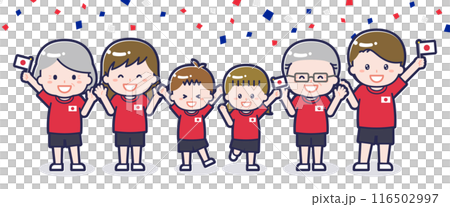 オリンピック観戦を楽しむ日本人ファミリー01 オリンピック観戦を楽しむ日本人ファミリー01 116502997