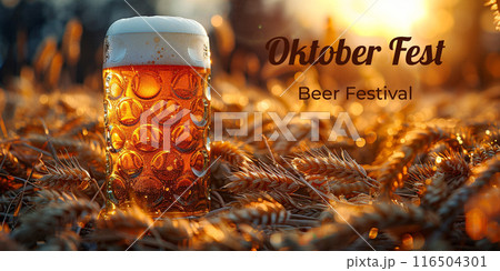 background, banner, poster with space for text at Oktoberfest. 116504301