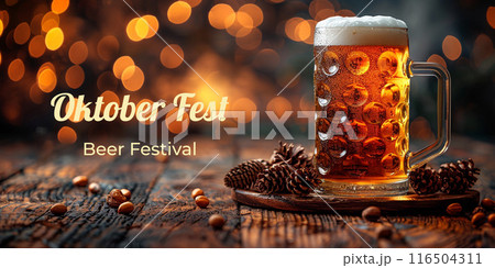 background, banner, poster with space for text at Oktoberfest. 116504311