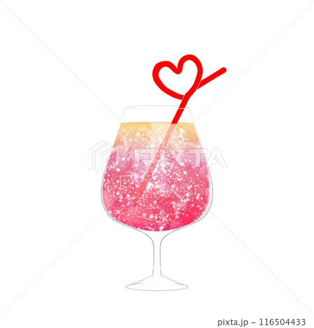 ハートのストロー付きジュース ハートのストロー付きジュース 116504433