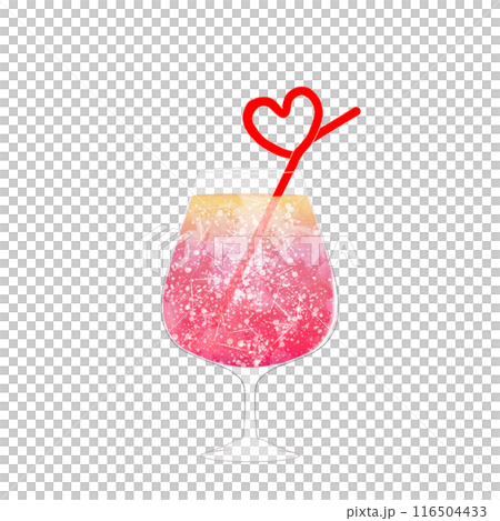 ハートのストロー付きジュース ハートのストロー付きジュース 116504433