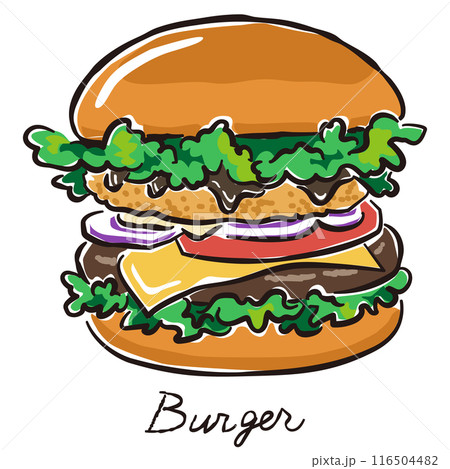 ボリュームのあるバーガーのイラスト ボリュームのあるバーガーのイラスト 116504482