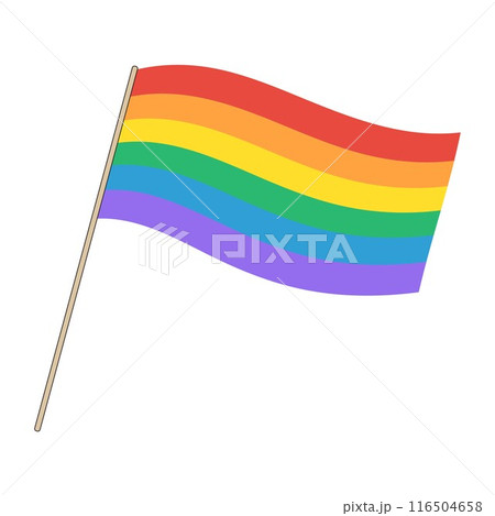 LGBTQ Rainbow pride flag waving. LGBTQ pride month celebration 116504658