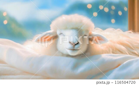 眠る羊のイラスト(AI生成素材) 眠る羊のイラスト(AI生成素材) 116504720