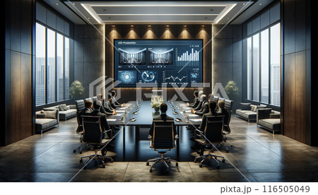 会議室に設置されたデジタルサイネージ 116505049