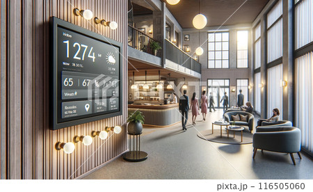 ホテルに設置されたデジタルサイネージ ホテルに設置されたデジタルサイネージ 116505060