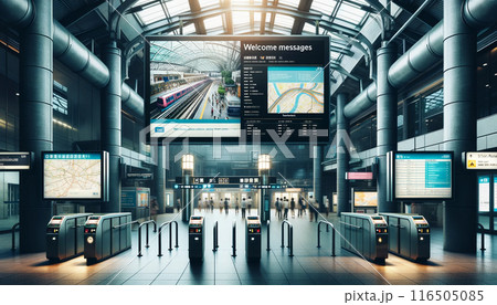 駅に設置されたデジタルサイネージ 駅に設置されたデジタルサイネージ 116505085