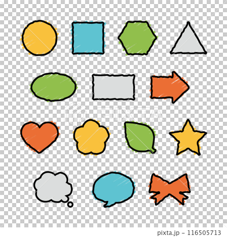 Roughly hand-drawn cute graphic frame set 116505713