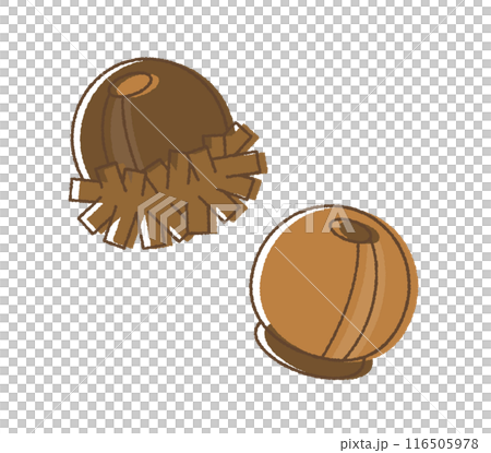 Cute acorn illustration. A set of hand-drawn, colored acorns with thick outlines. Cute acorn illustration. A set of hand-drawn, colored acorns with thick outlines. 116505978